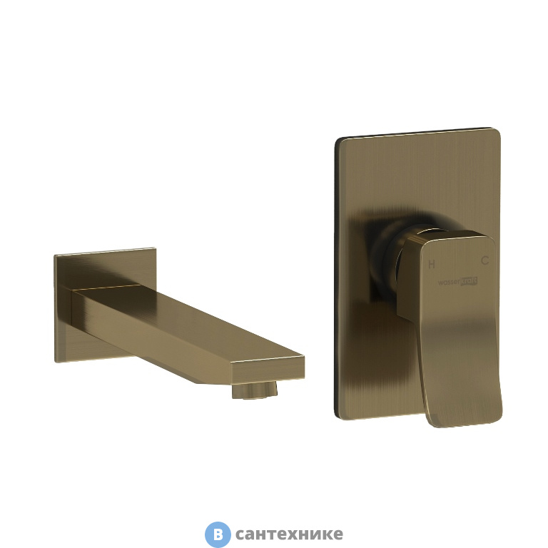 Смеситель WasserKRAFT A16573 встраиваемый набор для раковины, светлая бронза