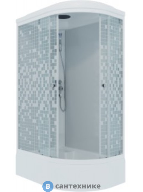 Душевая кабина Тритон Коралл 120*80 В лев., 1/4 круга, сред. подд., белый, мозаика, ДН4 (DK235)