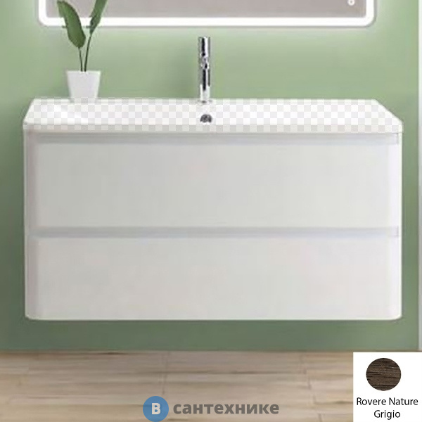 Тумба под раковину BelBagno ALBANO подвесная с двумя выкатными ящиками, Robere Nature Grigio, 1200x450x500 (ALBANO-1200-2C-SO-RNG)