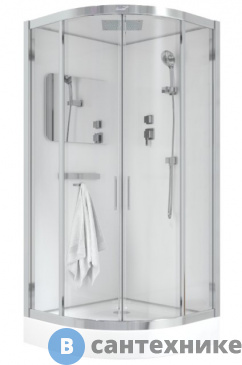 картинка Душевая кабина Cerutti VIVA91 (90x90x215) с низким поддоном, переднее стекло прозрачное