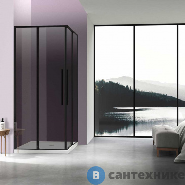 картинка Душевой уголок Vincea Slim-N VSS-4SN9010CGB, 1000*900, черный, стекло тонированное, без поддона