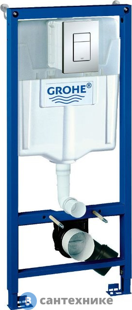 Инсталляция Grohe 38772001 Rapid SL в сборе, для подвесного унитаза, с панелью Skate Cosmopolitan