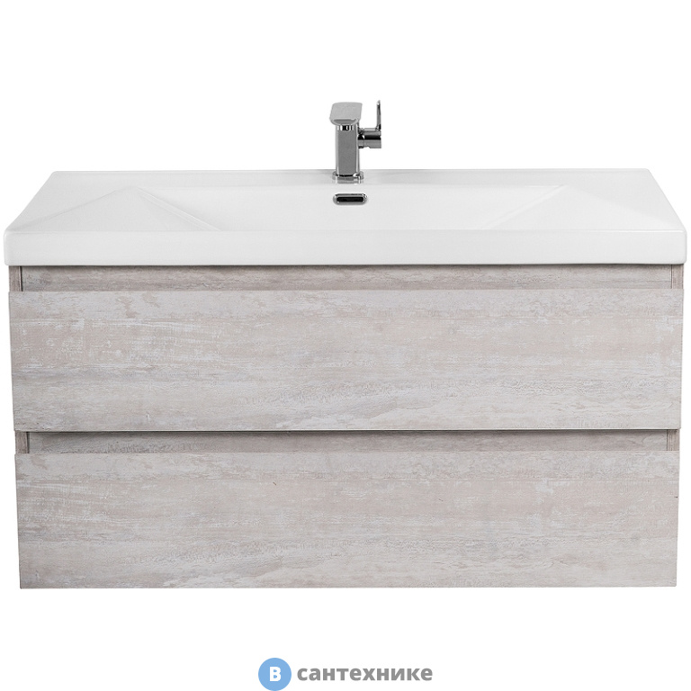 Тумба под раковину Cezares MOLVENO подвесная с двумя выкатными ящиками, Legno Bianco, 800x500x500, MOLVENO-80-2C-SO-LB