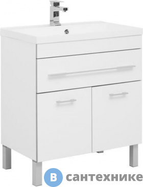 картинка Тумба с раковиной Aquanet Верона 75 белый (напольная 1 ящик 2 дверцы) (287670)