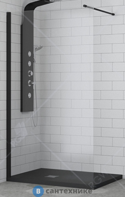 Душевая перегородка RGW WA-010 B 120*195 чёрный/прозрачное/8 мм (351001012-14)