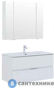 картинка Комплект мебели Aquanet Алвита new 100 2 ящ. белый матовый (274205)