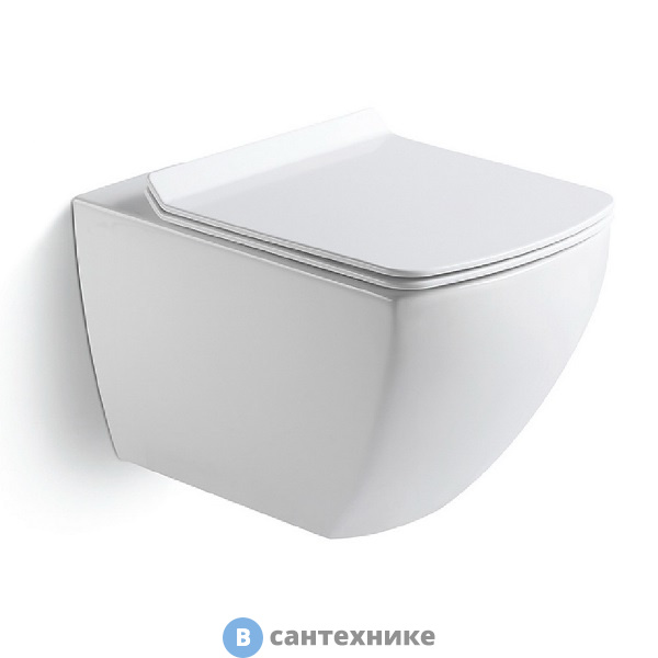 Унитаз Black&White W-726 подвесной Rimless / UF seat cover / Fixing screw (515x360x345)