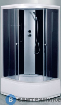 картинка Душевая кабина Aquarius ECO-2 Black высокий поддон 90*90*215 тонированное стекло, проф. серебро
