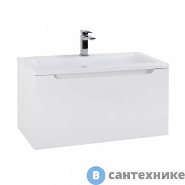картинка Тумба под раковину BelBagno ETNA-M подвесная с одним внешн. и одним внутр. выкатными ящиками, с доводчиками, Bianco Lucido, 795x376x400 (ETNA-M-800/380-1C-SO-BL)