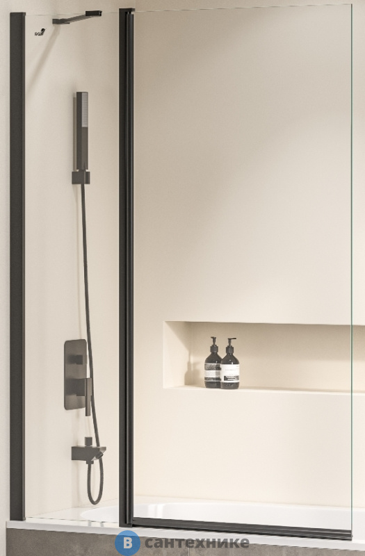 Шторка на ванну RGW SC-011B чёрный/Прозрачное/6 мм 100*140 (351101110-14)