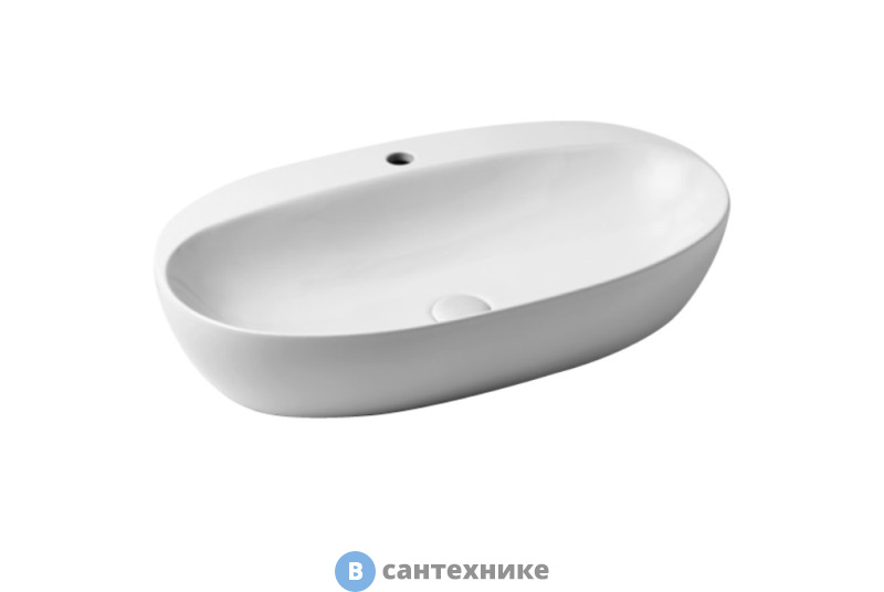 Раковина AZZURRA ELEGANCE CIRCLE накладная 70х42см с 1 отв. под смеситель, белый (ELLA070420CMBI/(ECI70M bi)*1)