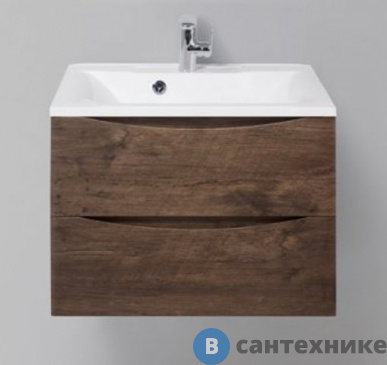 картинка Тумба под раковину BelBagno MARINO-650-2C-SO-RW-P подвесная с двумя выкатными ящиками, Rovere Moro