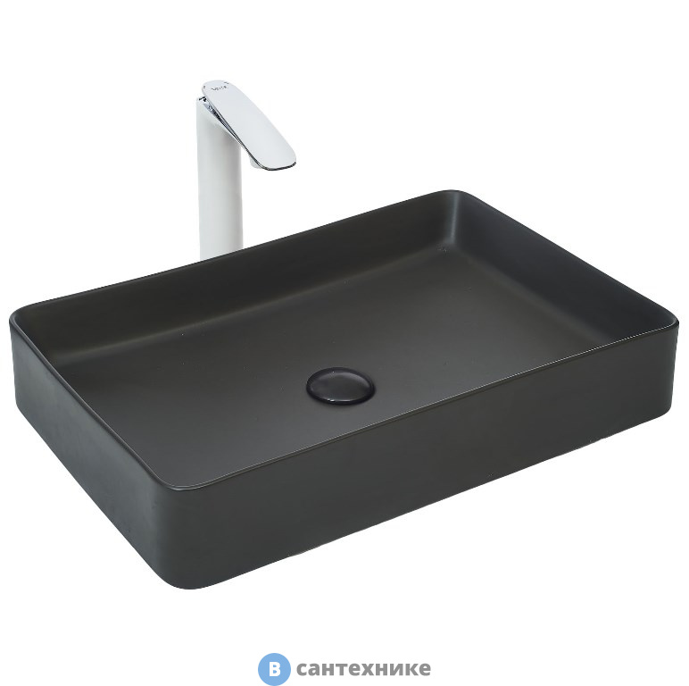 Раковина WELTWASSER ELBACH 2174 MB накладная (матовая чёрная) /600х405х110/