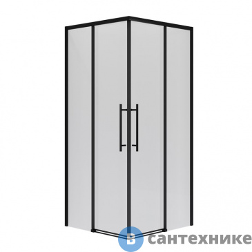 картинка Душевое ограждение Niagara NG-6830-34 BLACK (100*100*195) квадрат, раздвижная, черный матовый, стекло прозрач, без поддона