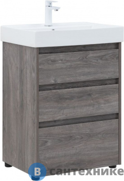 картинка Тумба под раковину Aquanet Nova Lite 60 3 ящ. дуб рошелье (302470)
