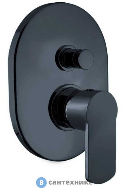 Смеситель Cezares GLAM-VDIM-NOP встраиваемый, однорычажный для душа с переключателем на 2 выхода, чёрный матовый