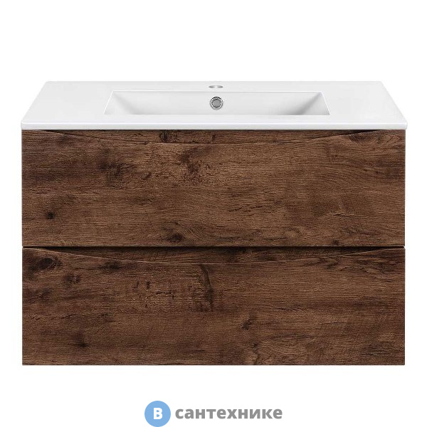 Тумба под раковину Vincea Mia Slim 800 подвесная, 2 выкатных ящика soft close, R.Wood (VMC-2MC800S1RW)