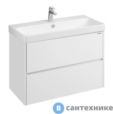 картинка Тумба под раковину Акватон Сканди 90 1A251901SD010 белый матовый/белый глянец