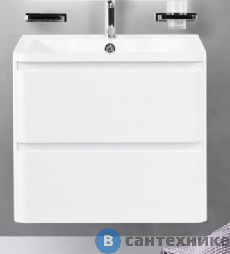 картинка Тумба под раковину BelBagno ALBANO подвесная с двумя выкатными ящиками, Bianco Lucido, 600x450x500 (ALBANO-600-2C-SO-BL)