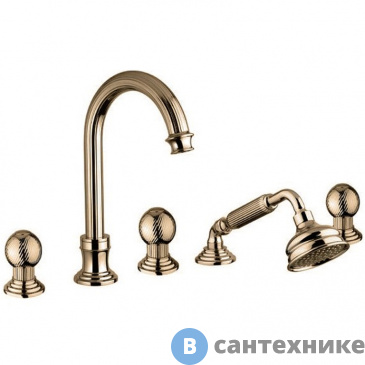 картинка Смеситель Cezares OLIMP-BVD-02-M на борт ванны с выдвижным душем и переключателем, бронза