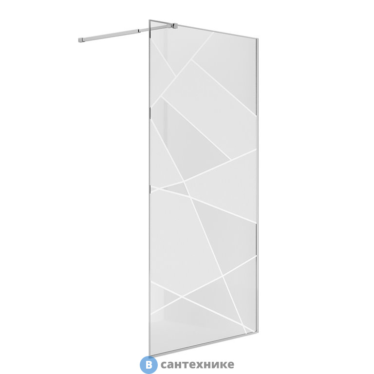 Душевая перегородка Niagara NG-660-12 (120*195) хром, стекло прозрачное с рисунком