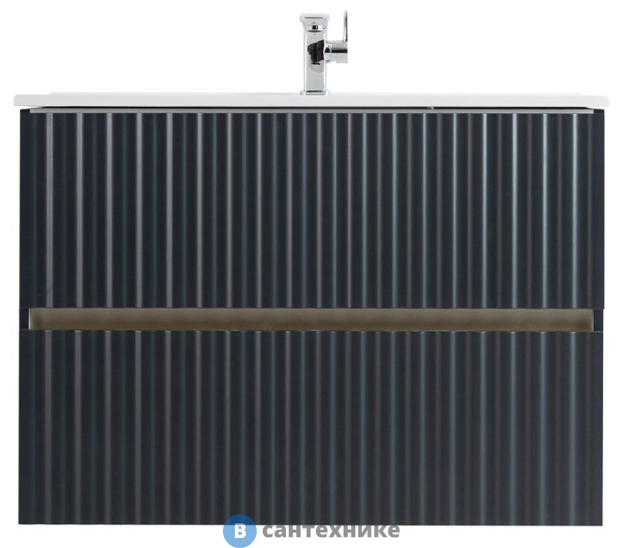 Тумба под раковину Art & MAX ELEGANT AM-ELEGANT-600-2C-SO-GM-LED подвесная с двумя выкатными ящиками, с LED подсветкой ручек, серый матовый, 570x469x550