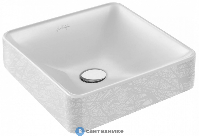 Раковина на столешницу Jacob Delafon VOX EVG102-PT5 с переливом /40х40/ (карта парижа)