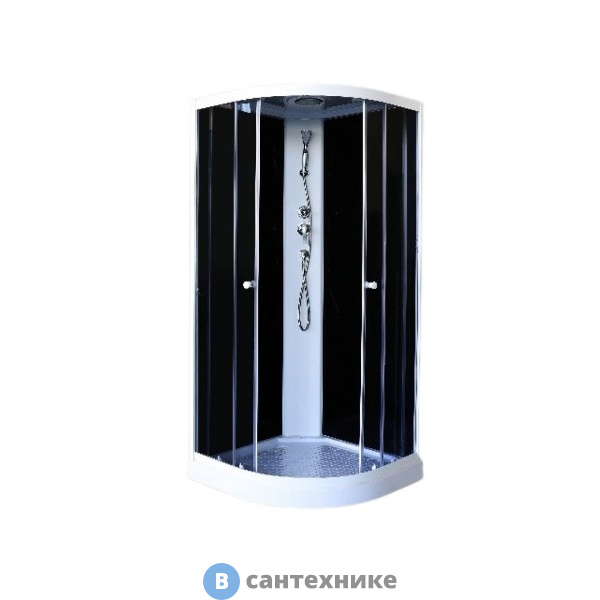 Душевая кабина Parly EC1031 (100*100*210) низкий поддон, заднее стекло чёрное, тонированные передние стекла