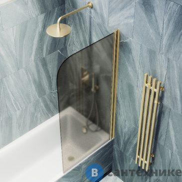картинка Шторка для ванны поворотная на монопетле MaybahGlass 1400*800 Стекло 6 мм Бронза матовая (MGV-625-3)