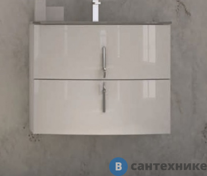 картинка Тумба под раковину Cezares STING 42132 подвесная с двумя выдвижными ящиками, Grigio natura, 69x52x55