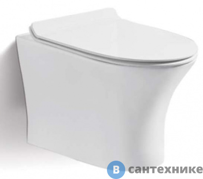 картинка Унитаз Cerutti BERNINA aria 2617E подвесной (480*340*350) безободковый, тонкая крышка дюропласт с микролифтом быстросъемная (CT7191)