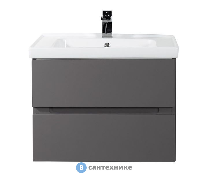 Тумба под раковину Art & MAX TECHNO AM-Techno-700-2C-SO-ZB815 подвесная с двумя выкатными ящиками, смоки софт