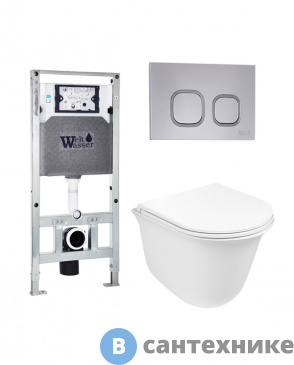 картинка Унитаз с инсталляцией WELTWASSER и кнопкой смыва (AMBERG 506 ST + TELBACH 004 GL-WT + AMBERG RD-CR)