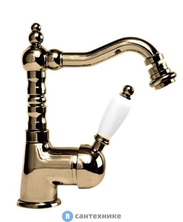 Смеситель Cezares ELITE-BSM2-02-Bi для биде однорычажный c донным клапаном, бронза, ручка белые