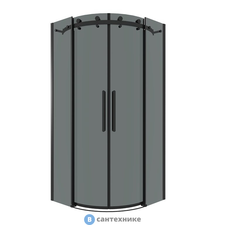 Душевое ограждение Grossman Classic 301.K33.04.9090.21.10 (90*90*195) полукруг, раздвижн, черн. матов, стекло тонир., без поддона