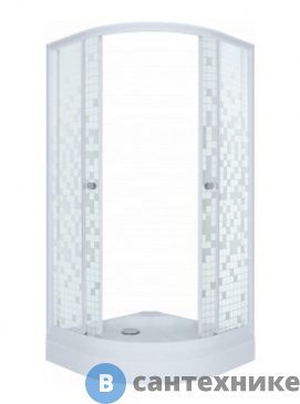 картинка Душевой уголок Тритон Стандарт 90*90 А 1/4 круга, низ. подд., Аква, Мозаика, Белый (DK69_2)