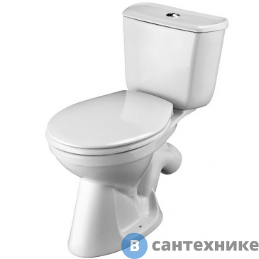 картинка Унитаз-компакт Santek БРИЗ 1.WH30.2.138 с косым выпуском, двухр.арматура, дюропласт /35,5х66/(белый)