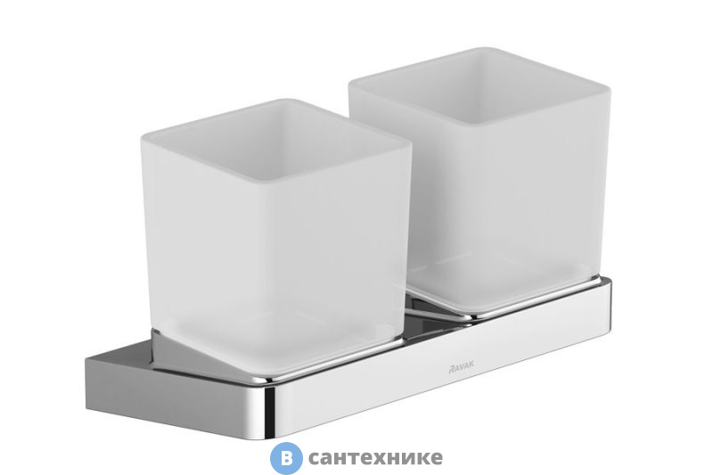 Держатель Ravak TD 220.00 с двумя стаканами (стекло) (X07P322)