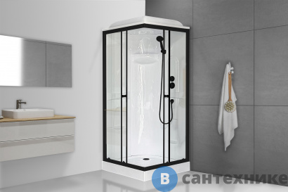 картинка Душевая кабина Royal Bath RB 90HP1-T-BL 900x900x2170 (прозрачное) (RB90HP1-T-BL)