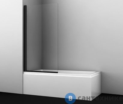 картинка Стеклянная шторка WasserKRAFT Berkel 48P01-80 Black на ванну