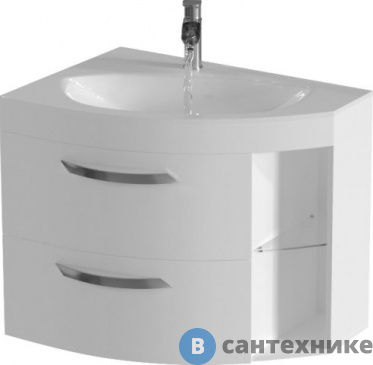 картинка Тумба под раковину De Aqua Трио Люкс-80 New левая Белый (Grass) (201706)