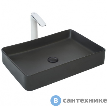 картинка Раковина WELTWASSER ELBACH 2174 MB накладная (матовая чёрная) /600х405х110/