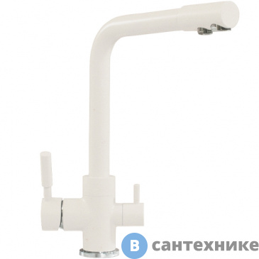 картинка Смеситель Polygran Дуо 660717 №36 кухонный белый хлопок