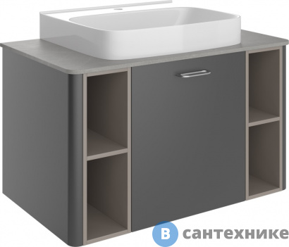 картинка Тумба с раковиной VOQ Drexel Drexel 80 anthracite&cream (554307)