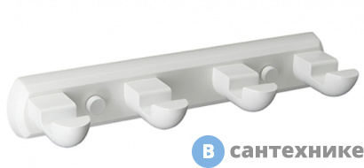 картинка Кронштейн настенный WasserKRAFT Kammel K-8374 White, 4 крючка металл, белая порошковая краска