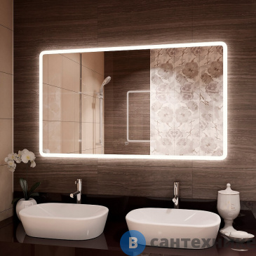 картинка Зеркало Континент Demure Led 1200х700 с подогревом и часами (ЗЛП1026)