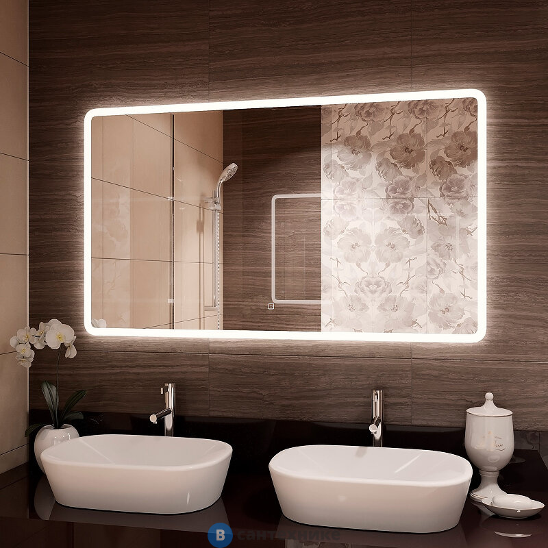 Зеркало Континент Demure Led 1200х700 с подогревом и часами (ЗЛП1026)