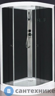 картинка Душевая кабина Aquarius ECO-9 Black R поддон 15см 120*80*215 тонированное стекло, проф. серебро