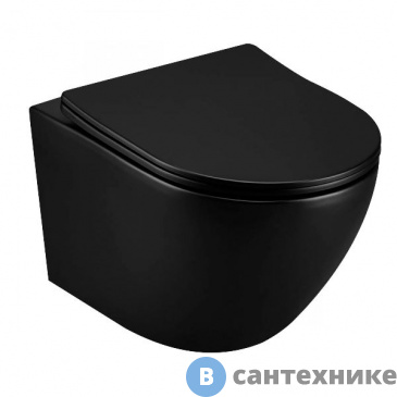 картинка Унитаз подвесной Art & MAX OVALE AM011CHR-MB безободкового, чёрный матовый