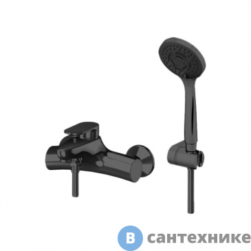 картинка Смеситель Gattoni H2Omix7000 для ванны настенный однорычажный, с ручной лейкой и держателем, Nero Opaco (7000070NO)